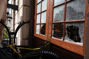 Image of student vandalism during Columbia SJP occupation