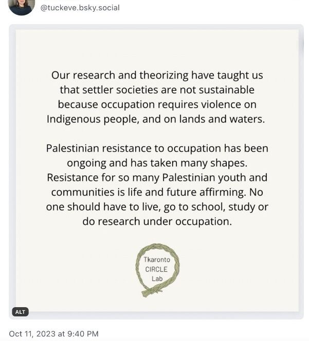 Social media post made by Eve Tuck