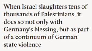 An image of text written by Hamid Dabashi about Germany and Gaza