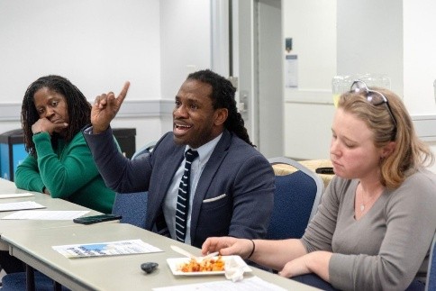 Dwayne Kwaysee Wright at a free speech event