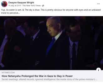 Dwayne Kwaysee Wright social media post