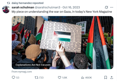 Image of a social media post by Daisy Hernandez