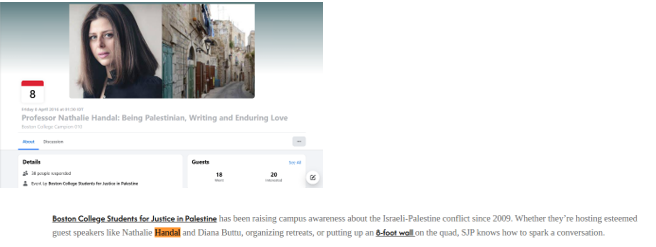 Image of a headline by Nathalie Handal on Palestine