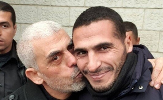 Image of Yahya Sinwar with a terrorist eulogized by Sahar Aziz