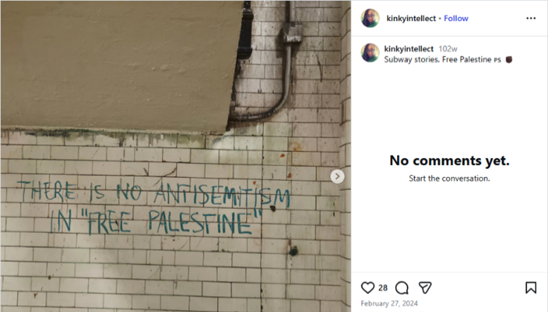 Image of a pro-Palestine post by Akissi Britton