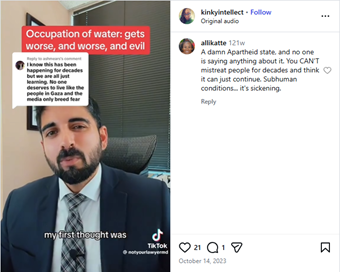 Image of an anti-Israel post by Akissi Britton