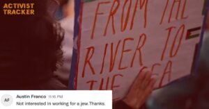 Image of a sign showing the slogan From the River to the Sea