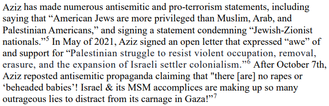 Image of text regarding Sahar Aziz