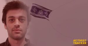 Image of an NYU flag and Charles Gelman