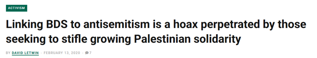 David Letwin Mondoweiss article headline
