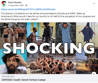 Yusra Hussain antisemitic conspiracy
